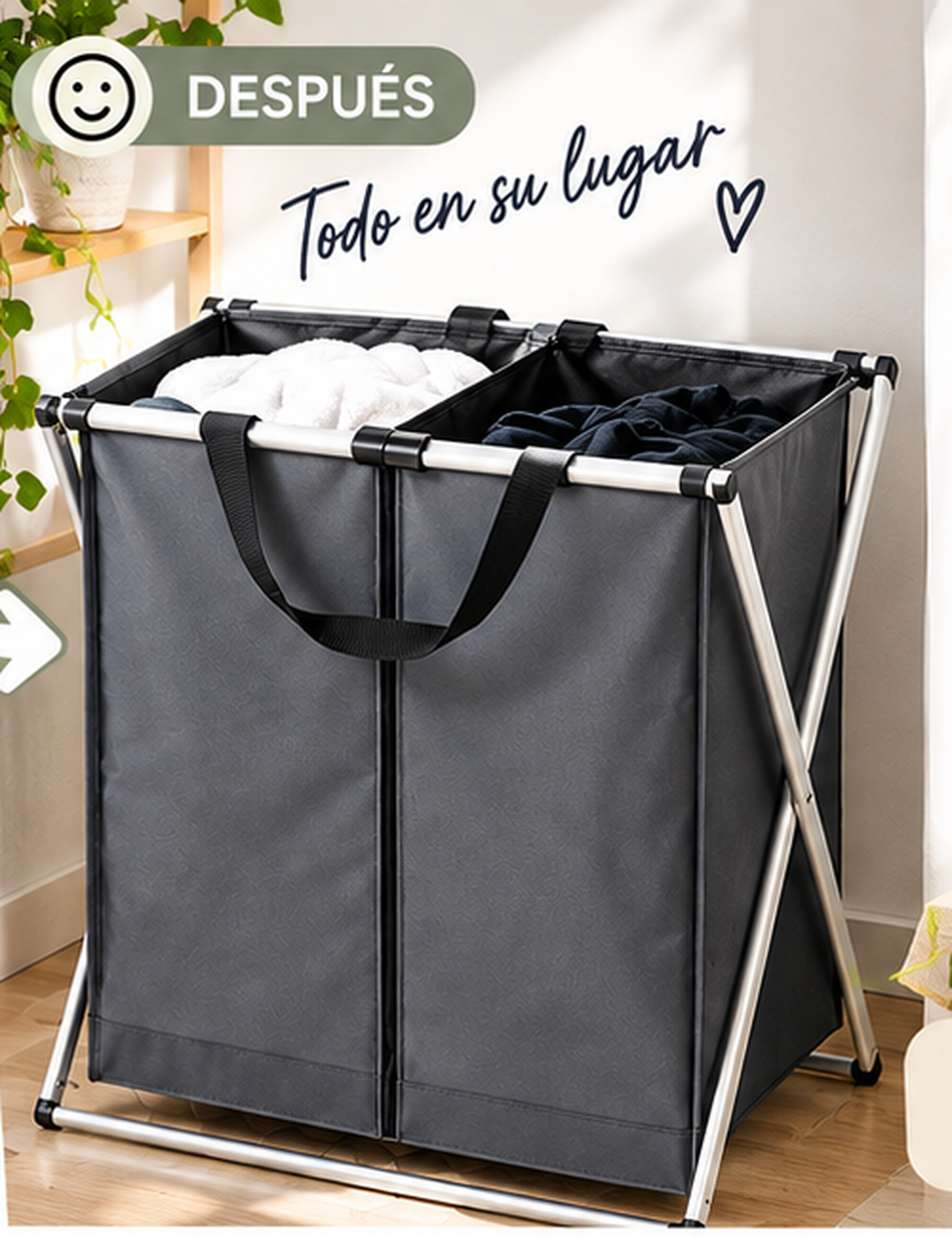 Organizador Doble para Ropa Sucia – 2 Compartimentos